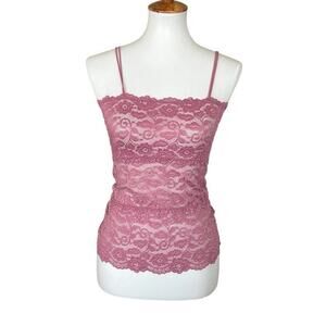 Mauve Lace Camisole Unlined Sheer Floral Cami Top, Size S/M